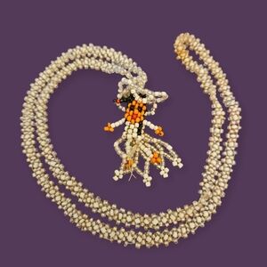 Vtg Mid-Century Native American Beaded Doll Pendant Necklace